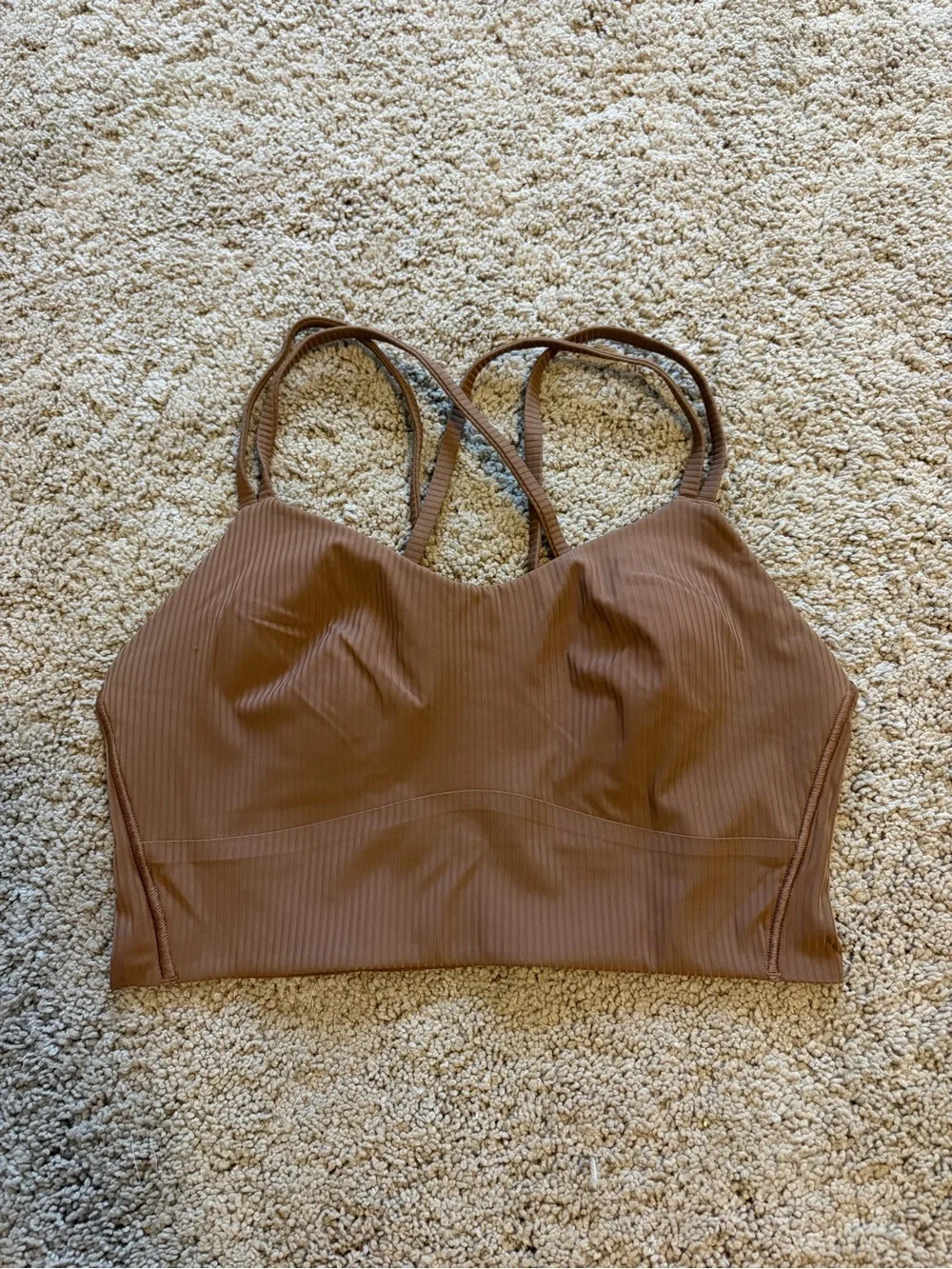 lululemon athletica Brown Ribbed Strappy Sports Bra